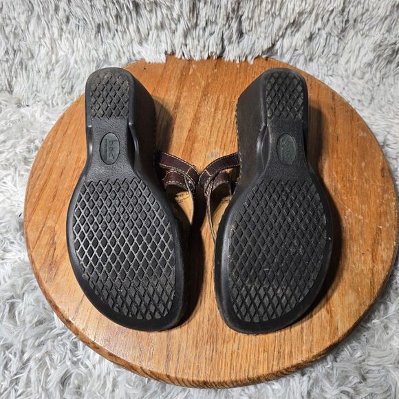 BOC Wedge Sandals Women Size 8/39 Brown Leather SlingBack Thongs WInter Discount - Picture 6 of 8
